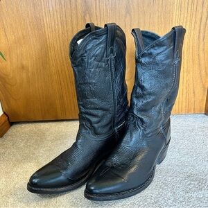 Abilene Genuine Leather Western Cowboy Boots Black Mens